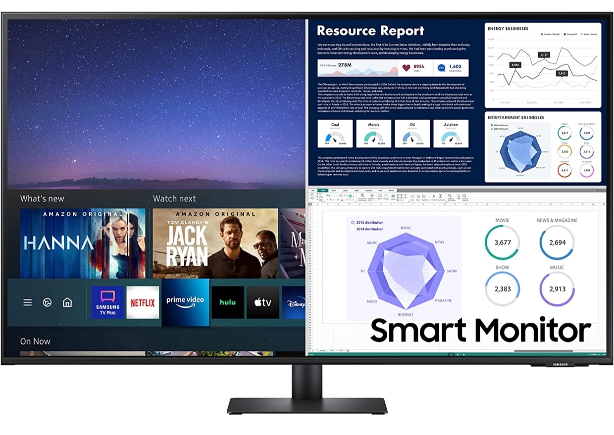 Samsung 109.22 Cm (43 Inch) H 4K Smart Monitor With Netflix, Youtube, Prime Video And Apple Tv Streaming (Ls43Am700Uwxxl, Black