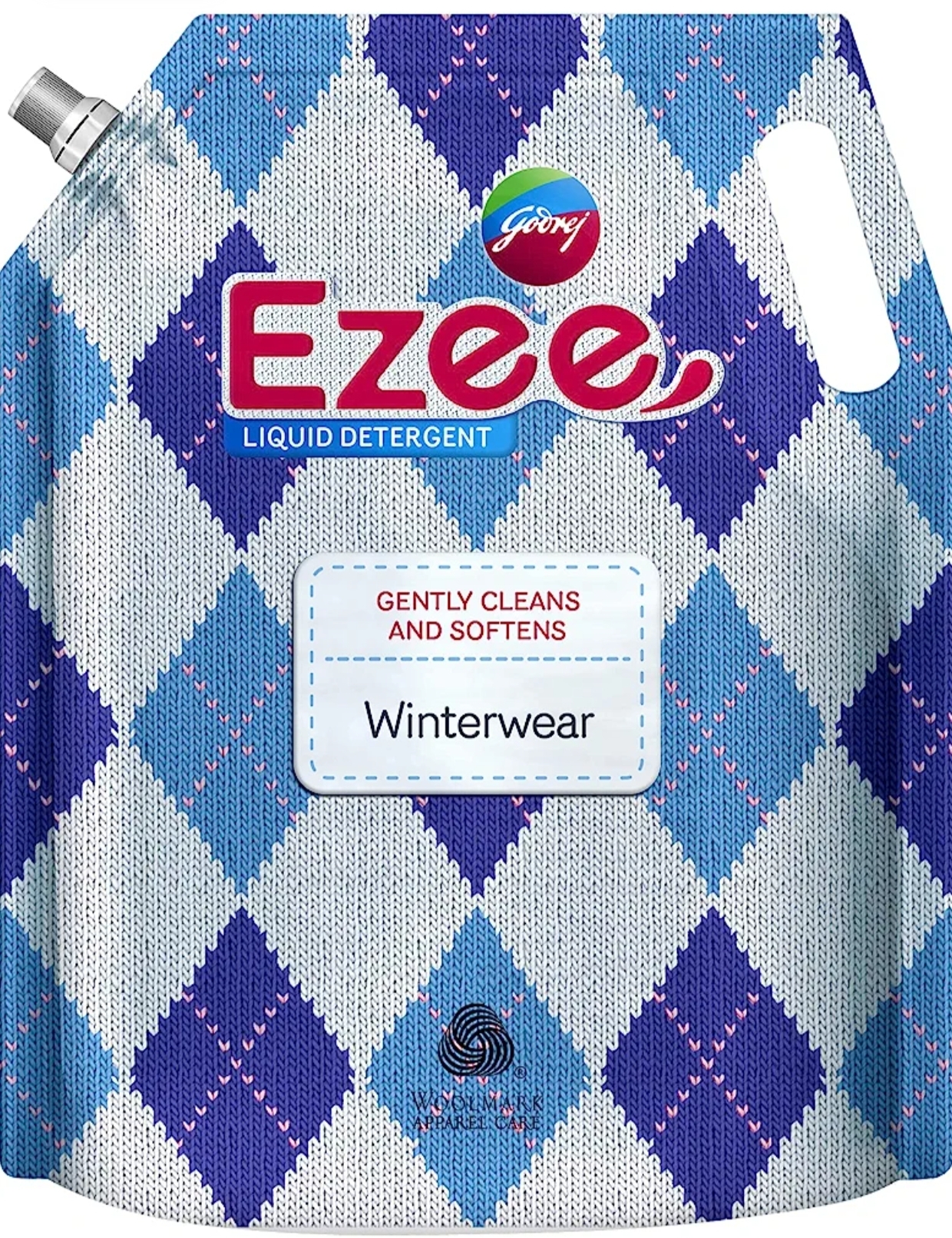 Godrej Ezee Liquid Detergent 2 Kg Pouch For Winter-Wear, Added Conditioner, No Soda Formula, Woolmark Certified