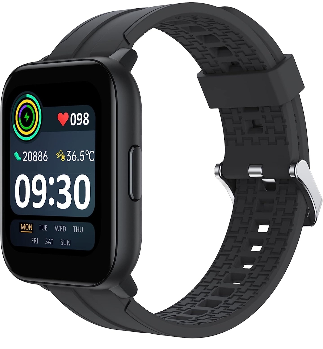 Realme Techlife Smart Watch Sz100 1.69″ Hd Display With Spo2, Heart Rate & Temperature Monitors (Grey Strap, Free Size), Gray (Rmw2103)