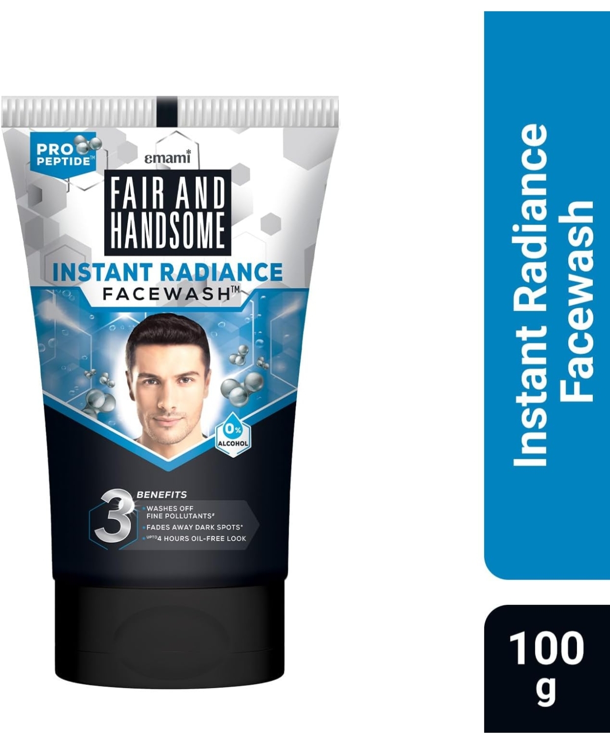 Fair and Handsome Instant Radiance Face Wash | Pro-Peptide | Instant Radiance| Washes of Fine Pollutants | Cooling Freshness | 100g