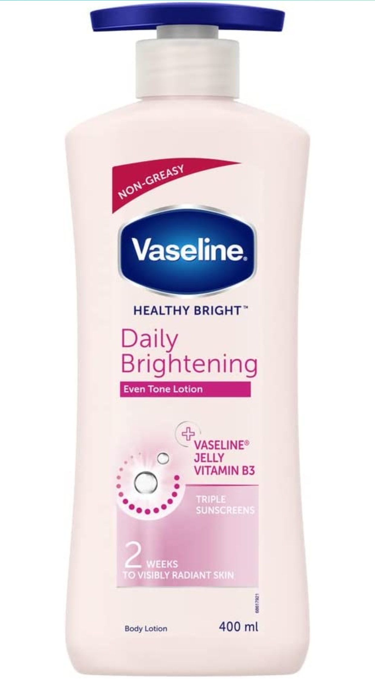 Vaseline Healthy Bright Body Lotion 400 ml, Daily Brightening Moisturizer with Sunscreen for Dry Skin, Gives Non-Greasy Glowing Skin – For Men & Women79246%off