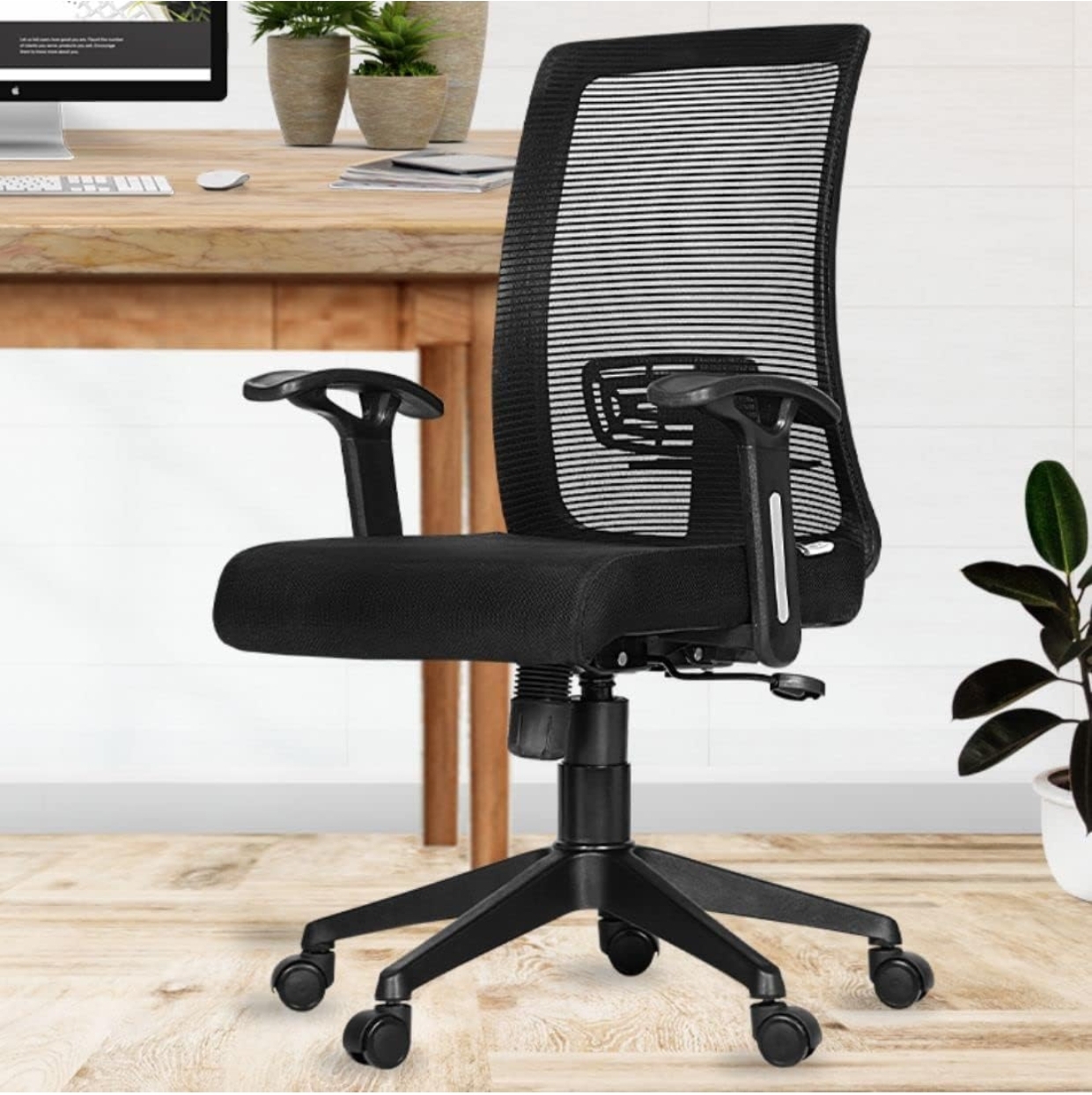 Da URBAN® Elite Mid-Back Revolving Mesh Ergonomic Chair for Home & Office with Tilt Lock Mechanism, Armrest & High Comfort Seating (Black)