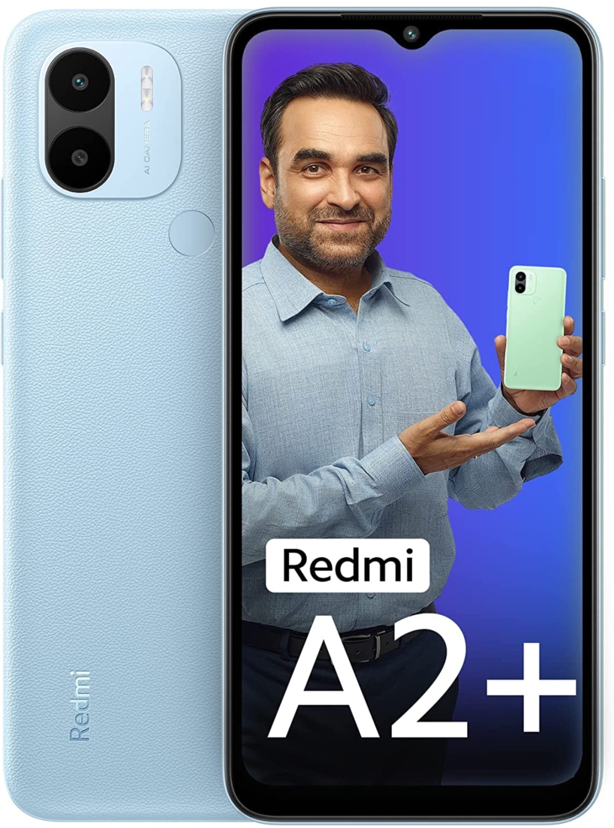 Redmi A2+ (Aqua Blue, 4GB RAM, 64GB Storage) | Upto 7GB RAM | Octa Core Processor | Fingerprint Scanner | 2 Years Warranty [Limited time Offer]