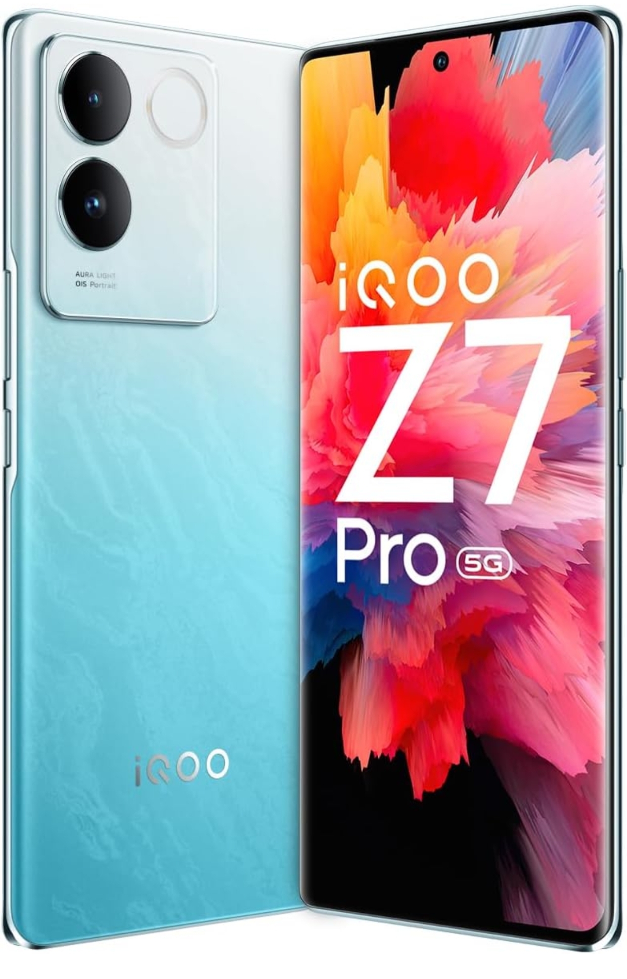 iQOO Z7 Pro 5G (Blue Lagoon, 8GB RAM, 128GB Storage) | 3D Curved AMOLED Display | 4nm MediaTek Dimesity 7200 5G Processor | 64MP Aura Light OIS Camera | Segment’s Slimmest & Lightest Smartphone