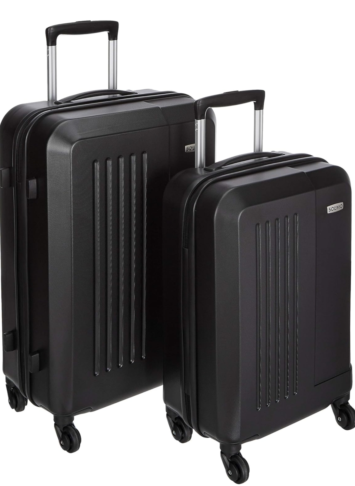 Amazon Brand – Solimo Set of 2 (55 cm + 66 cm) Black Hardsided TrolleyCopied to clipboard