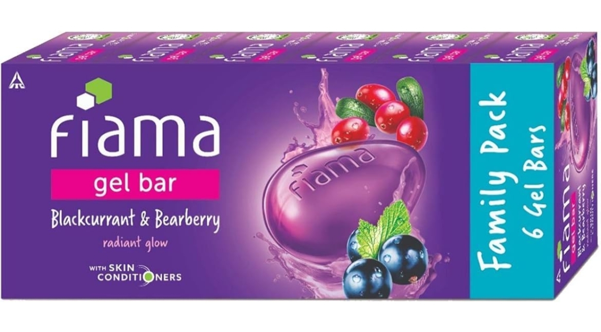 Fiama Gel Bar Blackcurrant And Bearberry for Radiant Glowing Skin,125g soap, Pack of 6