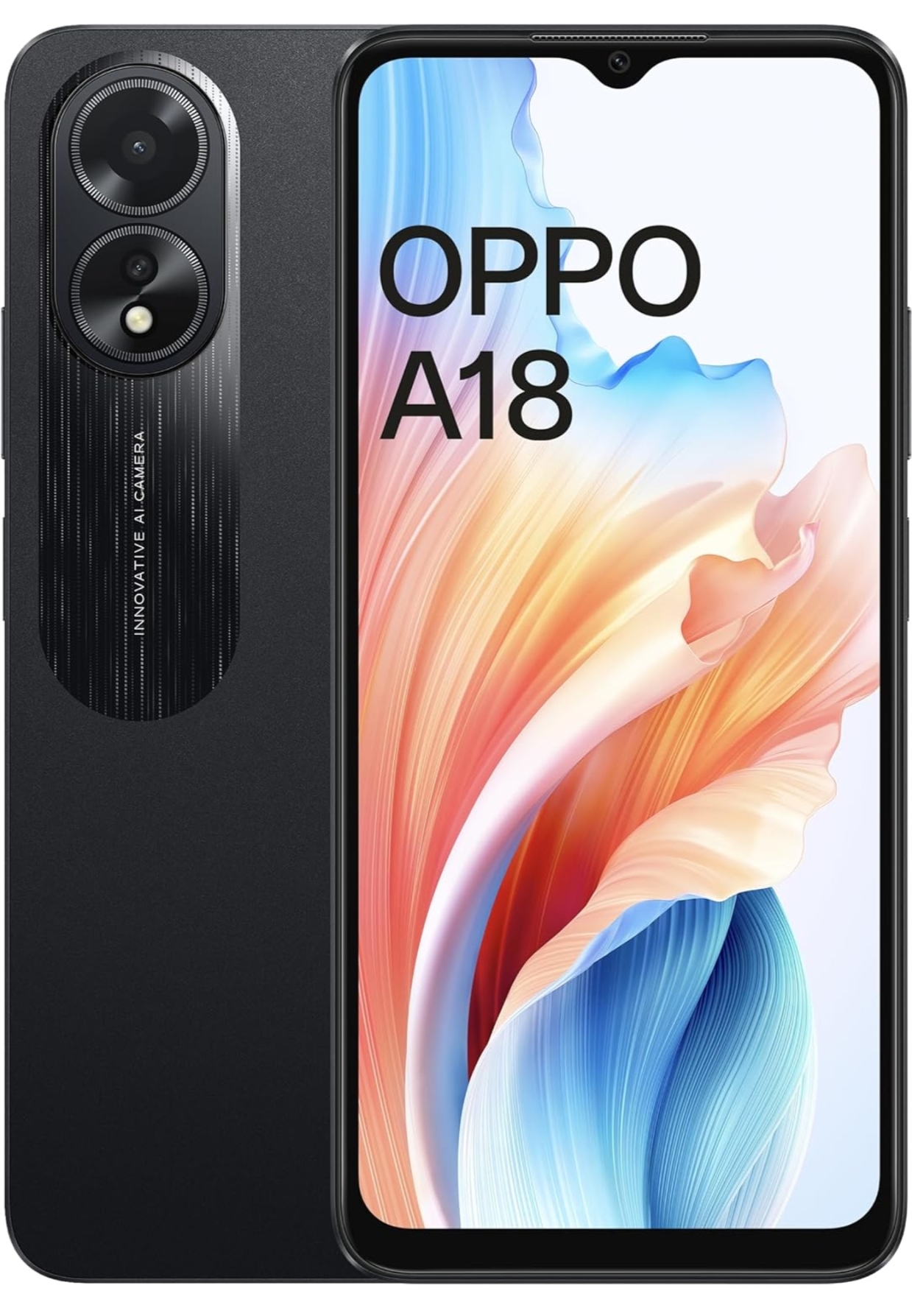 OPPO A18 (Glowing Black, 4GB RAM, 64GB Storage)