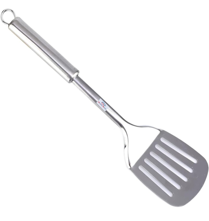Heart Home Turner|Stainless Steel Cooking Turner|Nonstick Slotted Turner for Dosa|Roti|Omlette|Parathas|Pavbhaji|8 cm (Silver)