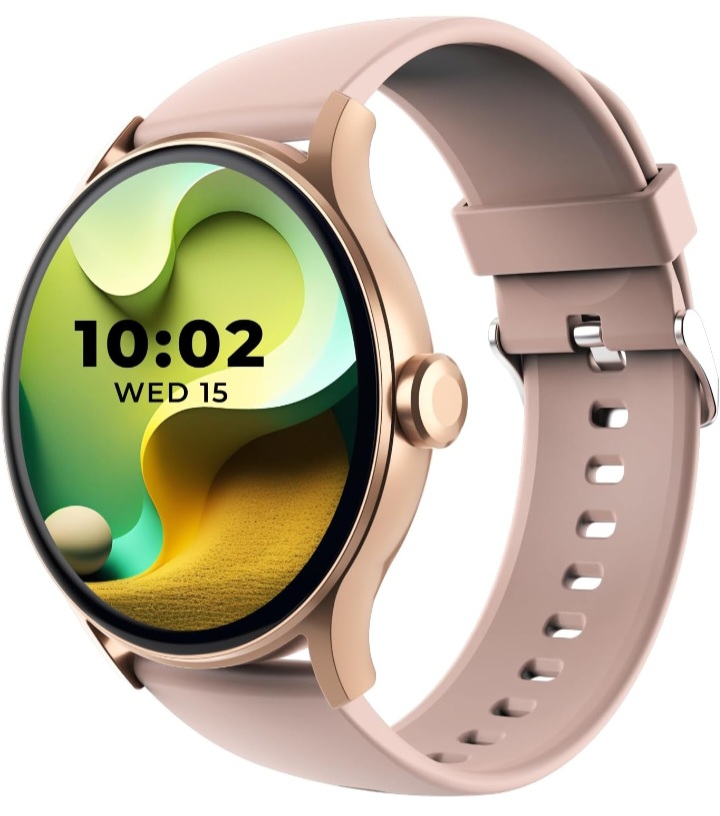beatXP Flare Pro 1.39” HD Display Bluetooth Calling Smart Watch, 100+ Sports Modes, Heart Rate Monitoring, SpO2, AI Voice Assistant, IP68 – Champagne Gold