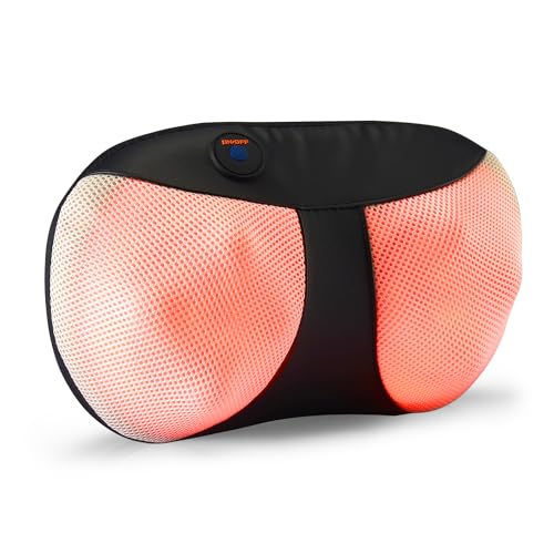 Lifelong LLM369 Cushion Massager and Body Massager with Heat and Strong 8 Deep Kneading nodes for Back, Neck, Shoulders Muscle Pain Relief and Portable Massager (1 Year Warranty, Black)
