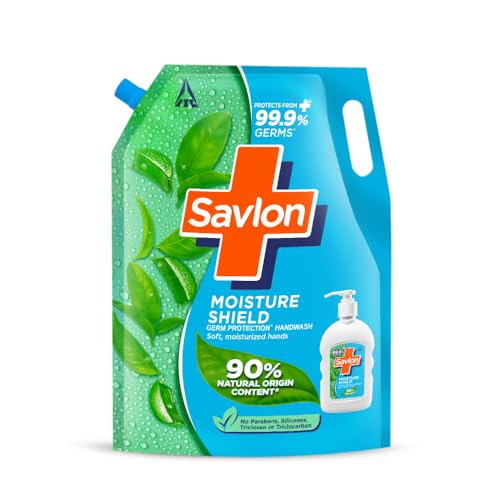 Savlon Moisture Shield Germ Protection Liquid Handwash 1500ml Refill| 90% Natural Origin| Soft Moisturized Hands