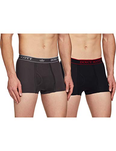 Dixcy Scott Men’s Regulart Fit Plain Trunk (K1-PR45281_Black/Dark Grey_S)