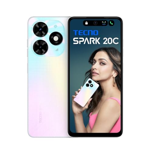 TECNO Spark 20C | Mystery White, (16GB*+128GB) | 50MP Main Camera + 8MP Selfie| 90Hz Dot-in Display with Dynamic Port & Dual Speakers with DTS | 5000mAh Battery |18W Type-C | Helio G36 Processor
