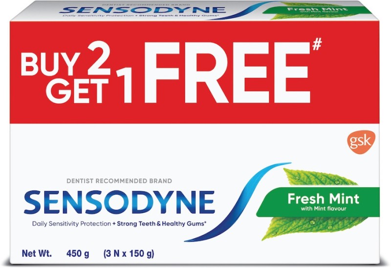 SENSODYNE Fresh Mint Combo, for daily sensitivity protection Toothpaste(450 g, Pack of 3)