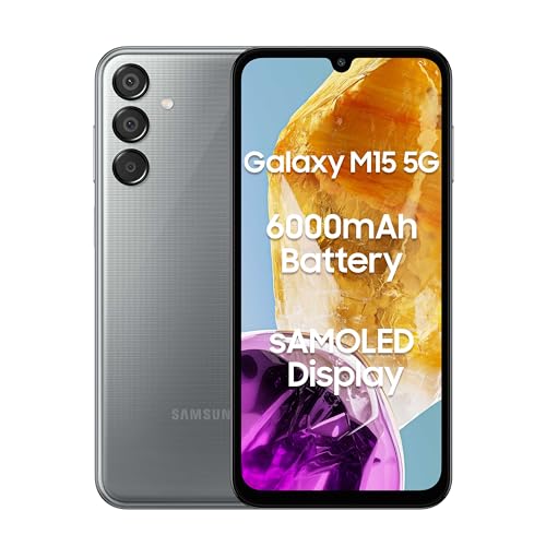 Samsung Galaxy M15 5G (Stone Grey,6GB RAM,128GB Storage)| 50MP Triple Cam| 6000mAh Battery| MediaTek Dimensity 6100+ | 4 Gen. OS Upgrade & 5 Year Security Update| Super AMOLED Display