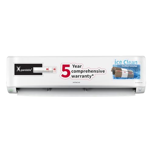Hitachi 1.5 Ton Class 3 Star, ice Clean, Xpandable+, Inverter Split AC with 5 Year Comprehensive Warranty* (100% Copper, Dust Filter, 2024 Model – 3400FXL RAS.G318PCBIBF, White)
