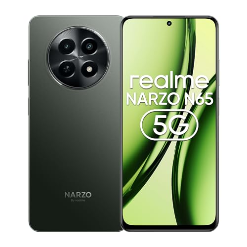 realme NARZO N65 5G (Deep Green 4GB RAM, 128GB Storage) India’s 1st D6300 5G Chipset | Ultra Slim 190g Design | 120Hz Eye Comfort Display | 50MP AI Camera| Charger in The Box