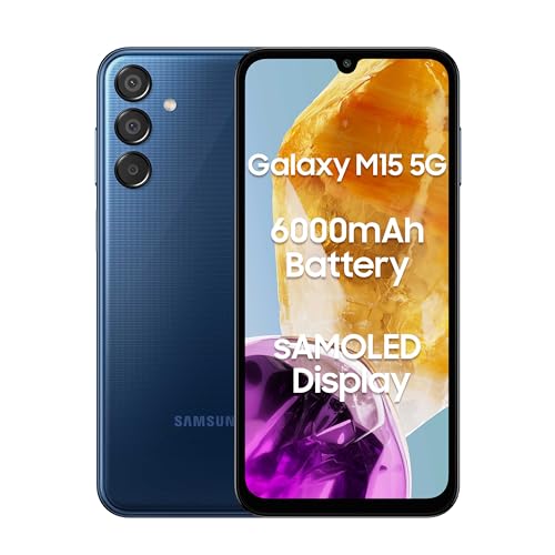 Samsung Galaxy M15 5G (Blue Topaz,6GB RAM,128GB Storage)| 50MP Triple Cam| 6000mAh Battery| MediaTek Dimensity 6100+| Super AMOLED Display| Add to Cart and Get Travel Adapter at No Cost