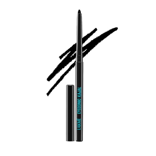 LAKMÉ Eyeconic Black Kajal, Matte Kohl Liner In A Twist Up Pencil, Waterproof, Smudgeproof & Long Lasting Eye Makeup, 0.35g