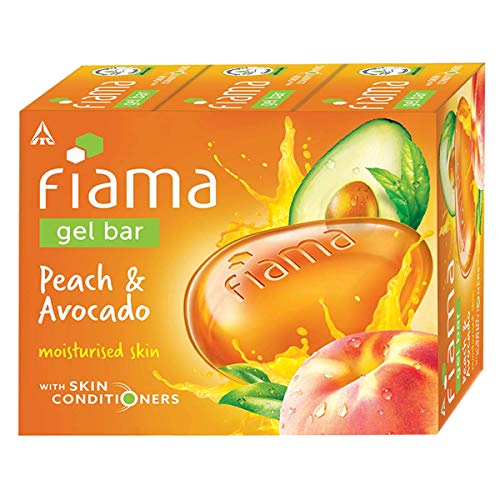 Fiama Gel Bar Peach And Avocado For Moisturized Skin, With Skin Conditioners For Moisturized Skin, 375g (125g – Pack of 3), Soap for Women & Men, For All Skin Types