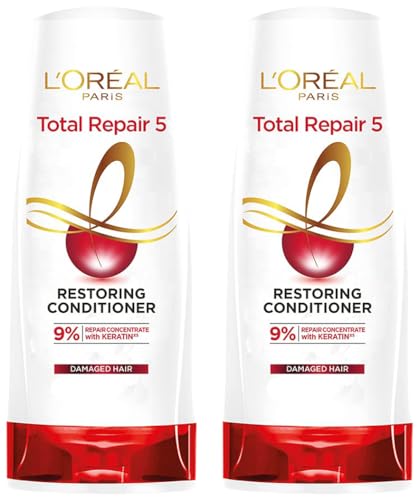 L’Oreal Paris Conditioner, For Damaged and Weak Hair, With Pro-Keratin + Ceramide, Total Repair 5, 180ml (Pack of 2)