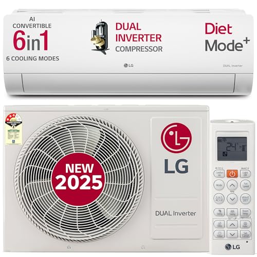 LG 1.5 Ton 3 Star DUAL Inverter Split AC (Copper, AI Convertible 6-in-1, VIRAAT Mode, Diet Mode+, Faster Cooling & Energy Saving, HD Filter with Anti-Virus Protection, US-Q18JNXE, White)