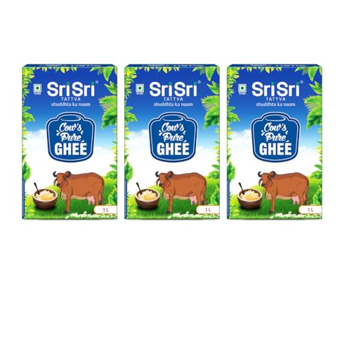 Sri Sri Tattva Cow Ghee – 1 Litre Each (Pack of 3) – Cow’s Pure Ghee for Better Digestion and Immunity | (3 Litre)