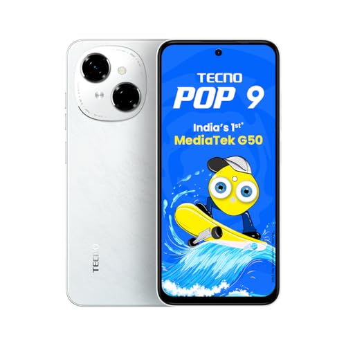 Tecno POP 9 (Glittery White, 3GB+64GB) |India’s 1st Mediatek G50 | IP54 Rated | IR Remote | Dual Speaker with DTS | 36 Month Lag Free Fluency | 15W Fast Charging Support | 5000 mAh Battery