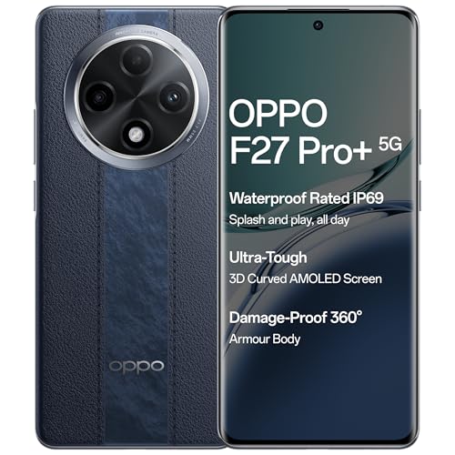 OPPO F27 Pro+ 5G (Midnight Navy, 8GB RAM, 256GB Storage) | 6.7″ FHD+ AMOLED Toughest 3D Curved Display|64MP AI Featured Camera|IP69 | 67W SUPERVOOC| with No Cost EMI/Additional Exchange Offers