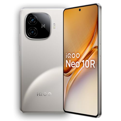 iQOO Neo 10R 5G (Moonknight Titanium, 12GB RAM, 256GB Storage) | Snapdragon 8s Gen 3 Processor | India’s Slimmest 6400mAh Battery Smartphone | Segment’s Most Stable 90FPS for 5 Hours