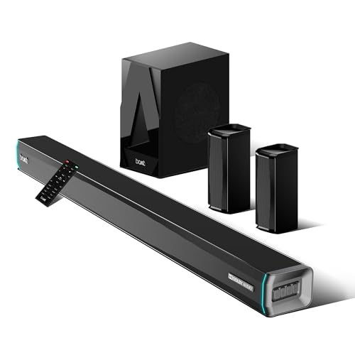 boAt Aavante Bar 5400D with 550W Dolby Audio, 5.1 Channel with Wireless subwoofer & Satellites, 3 Dynamic LED Modes, Decor Enhancing Design, LED Display(Premium Black)