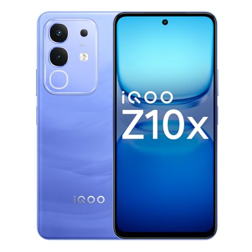 iQOO Z10x 5G (Ultramarine, 6GB RAM, 128GB Storage) | 6500 mAh Large Capacity Battery | Dimensity 7300 Processor | Military-Grade Durability