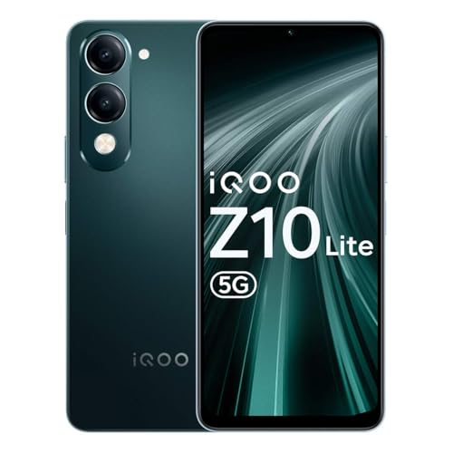 iQOO Z10 Lite 5G (Cyber Green, 4GB RAM, 128GB Storage) | 6000 mAh Battery | Dimensity 6300 5G Processor with 433K+* AnTuTu Score | IP64 Rated & Military Grade Shock-Resistance*