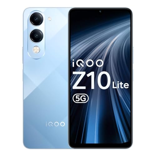 iQOO Z10 Lite 5G (Titanium Blue, 8GB RAM, 256GB Storage) | 6000 mAh Battery | Dimensity 6300 5G Processor with 433K+* AnTuTu Score | IP64 Rated & Military Grade Shock-Resistance*