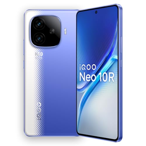 iQOO Neo 10R 5G (Raging Blue, 8GB RAM, 128GB Storage) | Snapdragon 8s Gen 3 Processor | India’s Slimmest 6400mAh Battery Smartphone | Segment’s Most Stable 90FPS for 5 Hours