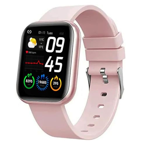 M I D116 Fitness Band Smart Watch for Men, Women, Boys, Girls, Kids – Single Touch Interface, Water Resistant, Workout Modes, Quick Charge Sports Smartwatch – Pink