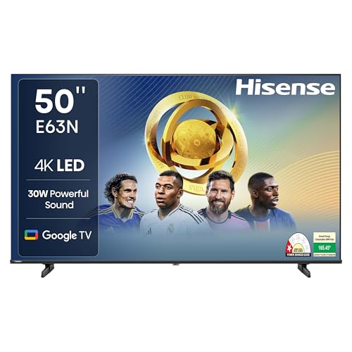 Hisense 126cm (50 inches) E63N Series 4K Ultra HD Smart Google LED TV 50E63N
