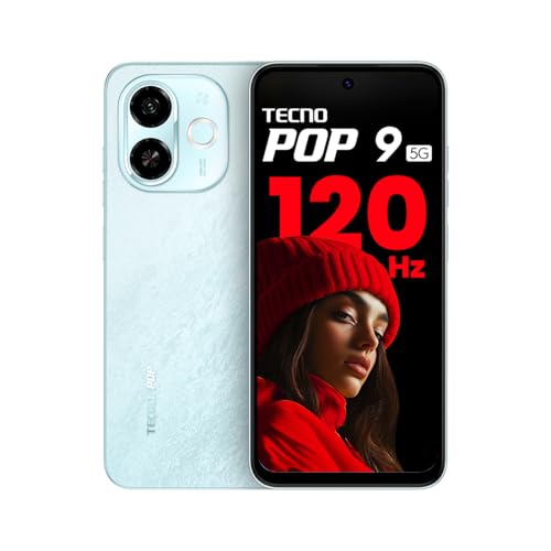 Tecno POP 9 5G Azure Sky, 4GB+128GB| Segment’s 1st 48MP Sony AI Camera| Segment’s 1st with NFC | D6300 Processor | 4+ Year Lag Free Fluency |5000 mAh Battery |Dual Speaker |Without Charger