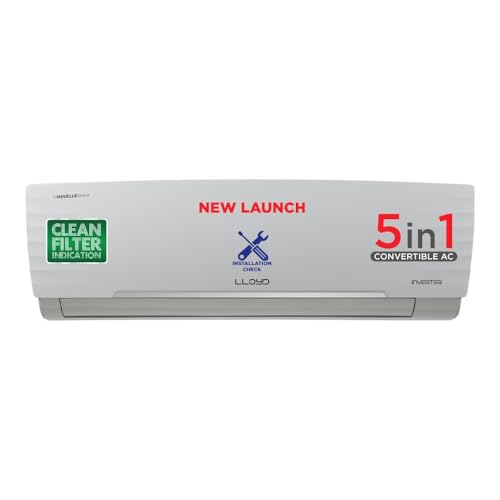 Lloyd 1.5 Ton 3 Star Inverter Split AC (6 in 1 Convertible, Copper, Anti-Viral + PM 2.5 Filter,White with Chrome Deco Strip, GLS18I3FWGSC)