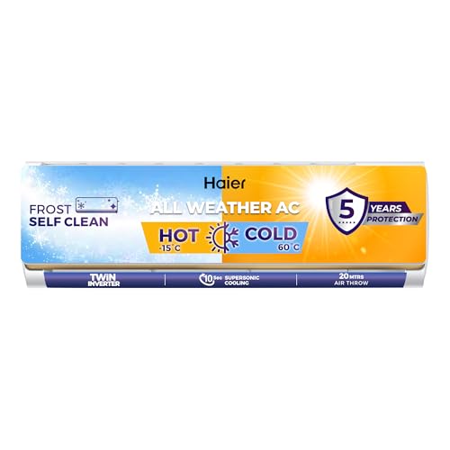 Haier 1.5 Ton 3 Star Hot & Cold Triple Inverter Split AC (5125W, Copper, 7 in 1 Convertible, HD Filter, Works between -15°C to 60°C Temp, 20 Mtrs Air Throw – HSU19CH-TQG3BN-INV,White)