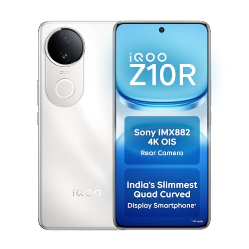 iQOO Z10R 5G (Aquamarine, 8GB RAM, 128GB Storage) | 32MP 4K Selfie Camera | Quad-Curved AMOLED Display | Dimensity 7400 Processor with 750K+ AnTuTu