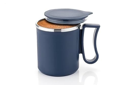 Coffee Mug with Lid Insulated Stainless Steel for Tea Milk Mug Inner Stylist Double Wall Cup for Home Office Restaurant Use Gift, 250 Milliliter (Multicolor) Pack of 1