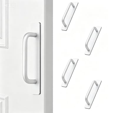 VedicBloom 3-Pack No Drill Door Handles,Cabinet Handle,Heavy Duty Aluminum Alloy, Silver Finish, 148mm Length, Easy Installation for Kitchen Cabinets, Drawers, Glass Doors, Rental Apartments