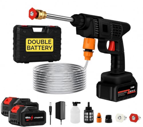 Cordless Portable Wireless Pressure Washer Gun 48V 12000mAh High Pressure Water Gun for Car Wash & Bikes Cleaning with Adjustable Nozzles & 5M Hose Pipe