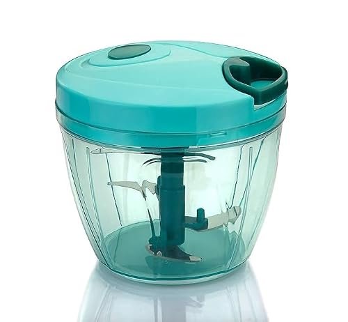 SORATH Manual Pull String Food Chopper | 3-Blade Hand Chopper for Vegetables, Fruits & Nuts | Turquoise Mini Food Processor (Blue)